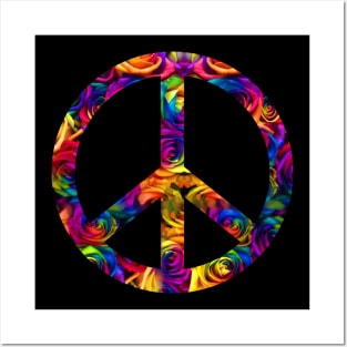 Peace And Love Symbol With Flower Power Posters and Art